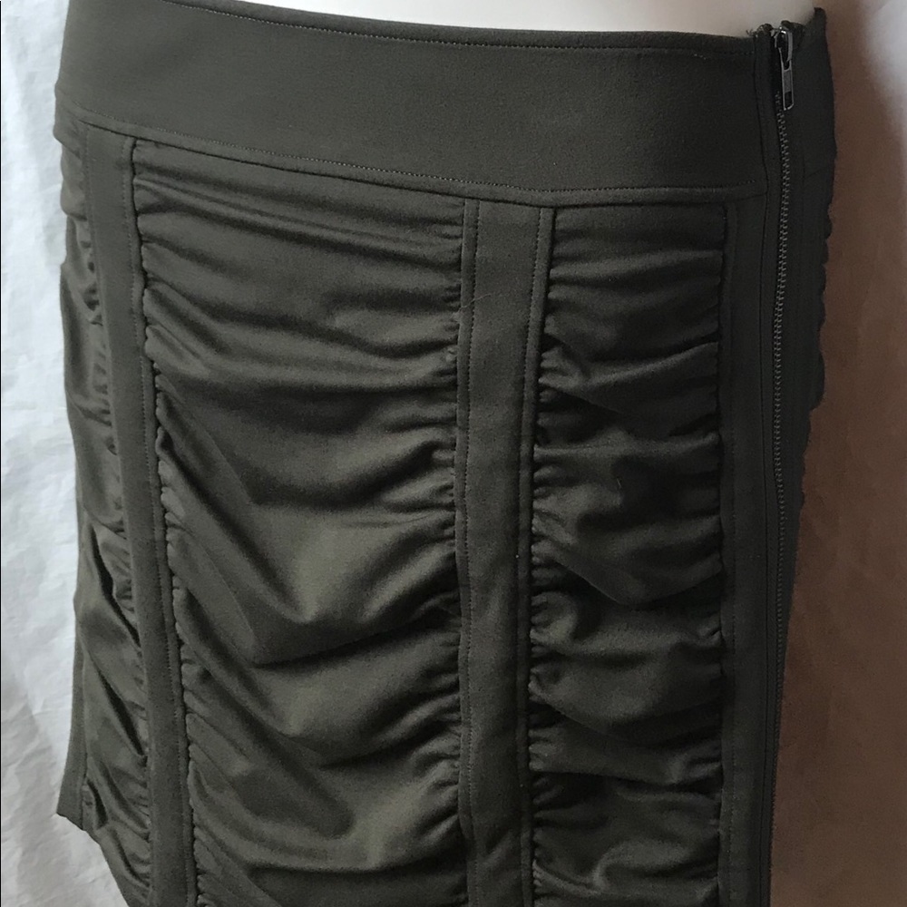 Woman Army Green Zipper Stretch Pencil Skirt Sz 8